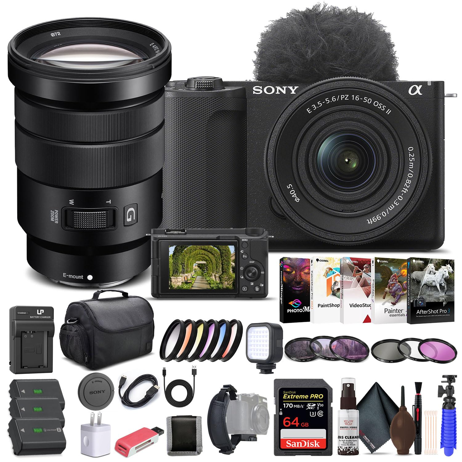 Sony zv-e10 カメラセット Sony ZV-E10 Mirrorless Camera w/16-50 & 55-210mm Lens, Black